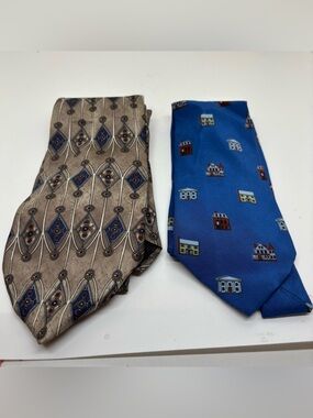 Classic Men's Silk Neckties - PBS This Old House Print & Beige Geometric